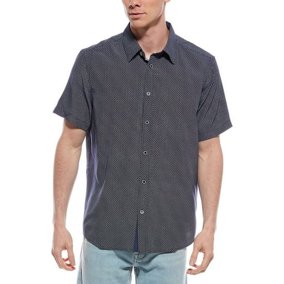 Report Collection mens Geo Print Shirt, s, Blue