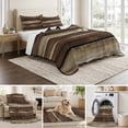 thumbnail image 6 of Queen Quilt Set 90''x96'', Brown Wooden Lightweight Summer Bedspread Coverlet Set with 2 Pillow Shams, Vintage Farmhouse Retro Art Breathable All Season Quilt Bedding for Bedroom/Guest Room, 6 of 9