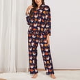 thumbnail image 2 of Salouo Turkey And Thanksgiving Pattern Women's Pajamas Set Long Sleeve Button Down Sleepwear Soft Pj Lounge Sets for women 2 Piece Pjs Set with Long Pants-Large, 2 of 7