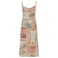 thumbnail image 4 of Newspaper Print Women's Sexy Cowl Neck Maxi Dress Spaghetti Straps Bodycon Dresses Party Cocktail, 4 of 7