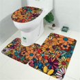 thumbnail image 2 of Pioneer Flower Floral Print Pattern Bathroom Rugs Sets 3 Piece,Toilet Cover Set,Absorbent Non Slip Bathroom Mats Sets with U-Shaped Contour Rug Toilet Rug Set, 2 of 5