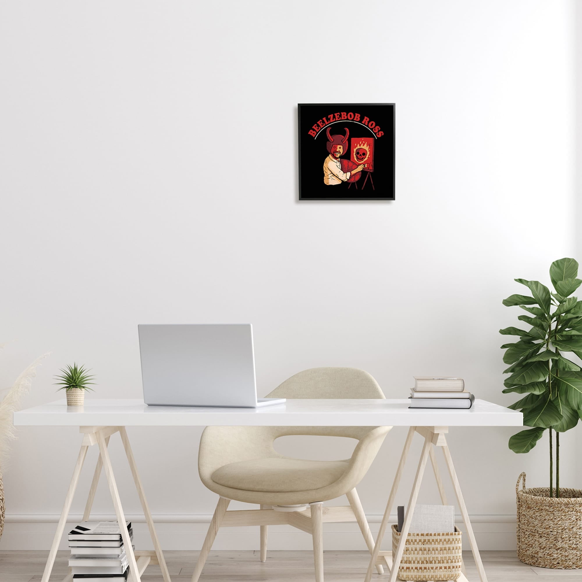 Stupell Industries Beelzebob Ross Text Funny Spooky Painting Easel Framed Wall Art, 12 x 12, Design by Michael Buxton