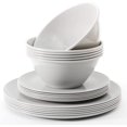 thumbnail image 1 of GHSDFBB 18 Pieces Plastic Kitchen Dinnerware Set, Plates (8 Inch & 10 Inch), Bowls (32OZ), Service for 6 (Gray), 1 of 5