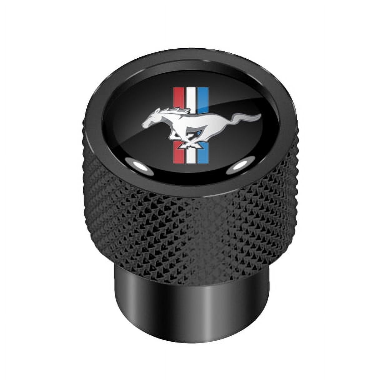 Ford Mustang Tri-Bar in Black on Black Aluminum Tire Valve Stem Caps