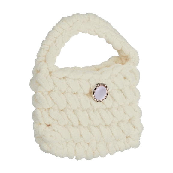 Uxcell Crochet Purse Pouch, Cute Handmade Knitted Storage Bag, Knit Earbud Pouch Crochet Bag for Earbuds Keys, Beige