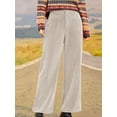 thumbnail image 5 of Women'S Corduroy Wide Leg Pants with Patch Pockets Casual Slim Fit Elastic Waist Trousers Color L, 5 of 8