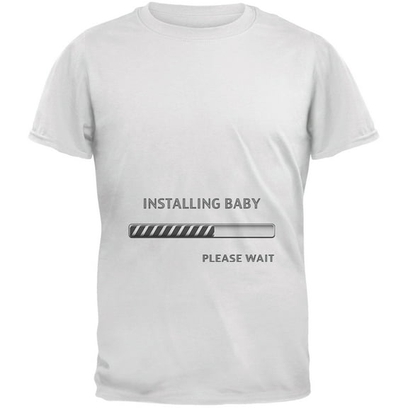 Installing Baby Funny White Adult T-Shirt - Medium