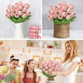 thumbnail image 6 of Decor 30 Pcs Pink Artificial Tulips Flowers Fake Tulips PU Real Touch Faux Flowers Bouquet for Room Office Table Party Spring Wedding Home Easter Decorations, 6 of 14
