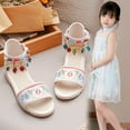 thumbnail image 5 of Quaouag Wedge Sandals for Girl,Comfortable Open Toe Sandal T-Strap Rhinestone Beaded Bohemia Beach Shoes Slip On Dressy Flat Sandals with Arch Support Blue,Pink, 5 of 9