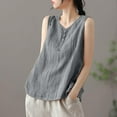 thumbnail image 2 of Plebaso Débardeurs en Coton et Lin pour Femmes Col Rond Sans Manches Chemises Décontractées Légères Blouses pour Femmes, 2 of 6