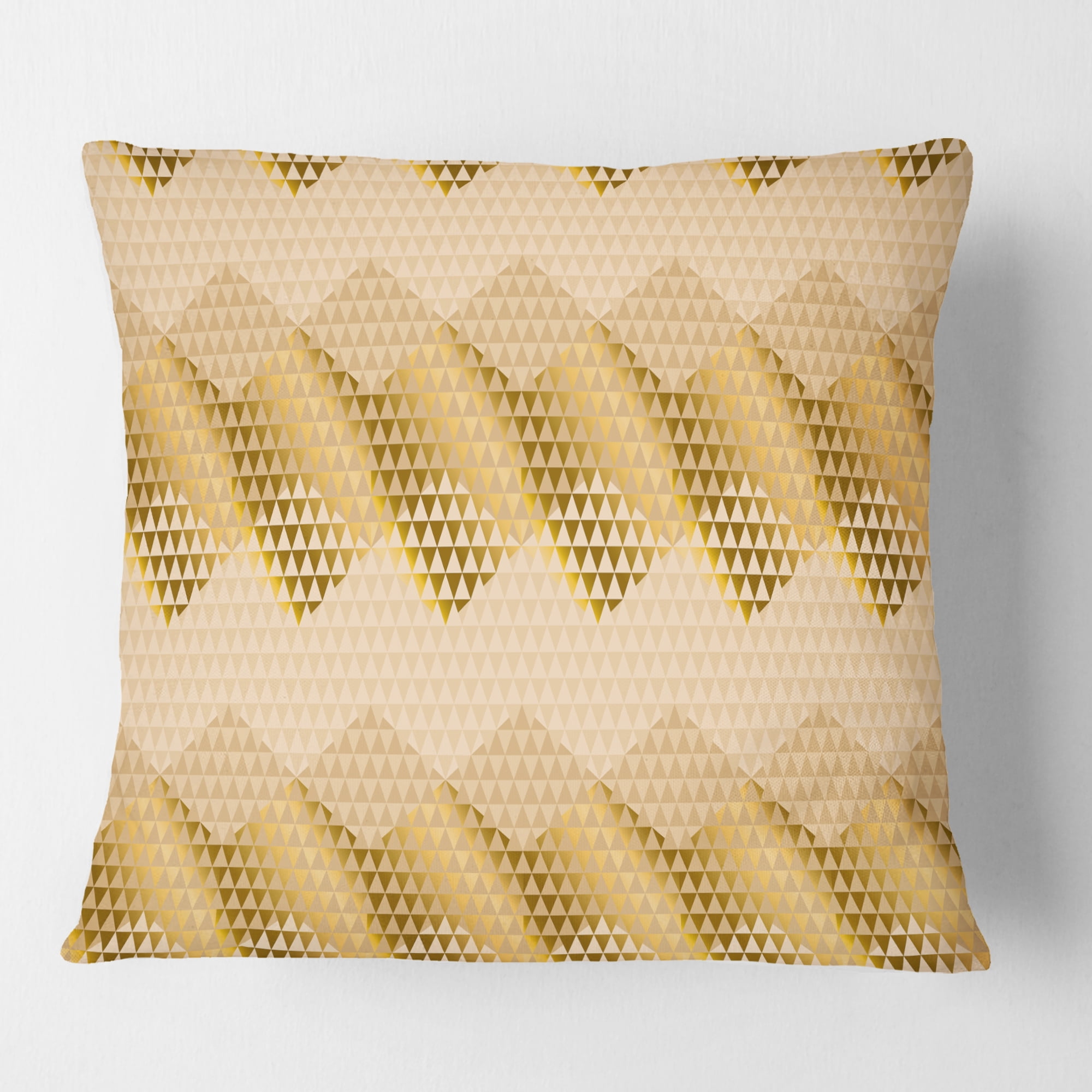 Designart Golden Triangular Wavess I' Mid-Century Modern Throw Pillow - 18x18