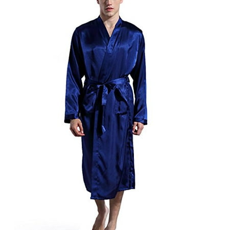 Admireme Men's Satin Kimono Robe Spa Bathrobes Loungewear Sleepwear ...