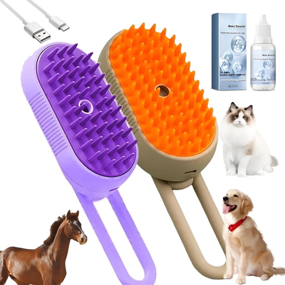 ACDANC Pet Spray Hair Removal Comb, Pet Grooming Brush with Spray for Cats, Multi-Function Pet Spray Massage Comb, Spray Cat Brush for Shedding, Pet Steam Brush for Dogs Cats (Green)