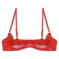 thumbnail image 5 of Lencería de mujer, encaje Floral transparente con aros, Push Up, sujetador de copa 1/4, ropa interior, correa ajustable, sin forro, pecho abierto, sujetador expuesto, 5 of 5