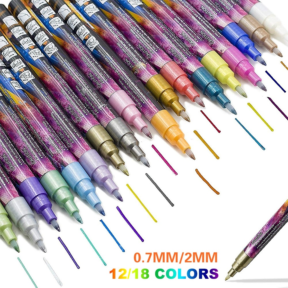 Willstar 12 Colors Premium Metallic Marker Pens Paint Pen Acrylic Willstar 12 Colors Premium Metallic Marker Pens Paint Pen Acrylic