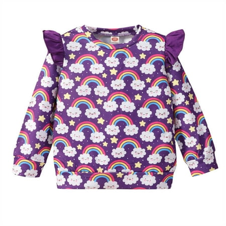 

Toddler Girl Sweatshirt Fall Clothes Cute Rainbow Crewneck Pullover 2T (Rainbow-8131)