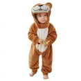 thumbnail image 3 of Jinhomg Baby Fleece Hooded Romper Cute One Piece Animal Bodysuit Fall Winter Warm Cozy Flannel Jumpsuit Toddler Holiday Party Outfit Brown 12-18 Months, 3 of 6