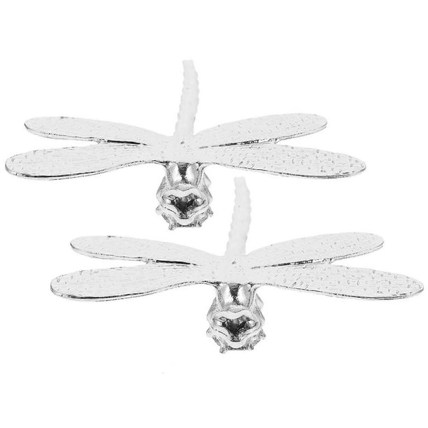 Alloy Dragonfly Decor 2Pcs Silver with Removable Wings for Wedding Cabinet Ornament