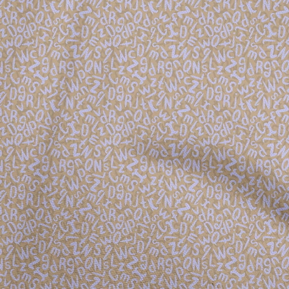 oneOone Cotton Poplin Twill Light Brown Fabric Alphabet Dress Material Fabric Print Fabric By The Yard 56 Inch Wide