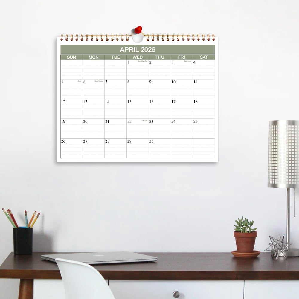 2026-2027 Calendar- Wall Calendar 2026-2027 Runs from April 2026 to June 2027-15 Months Calendar with Thick Paper for Home or Office, 8.5 x 11 Inches, Green