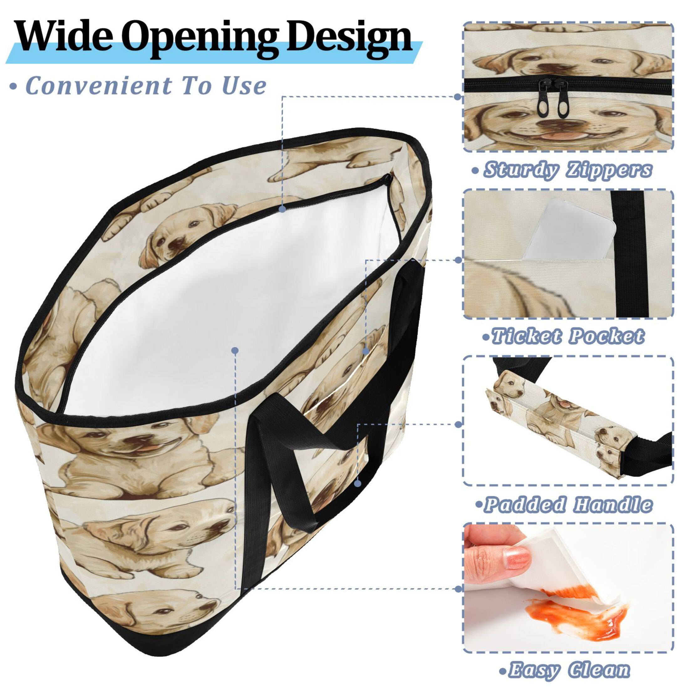 Large Hand-held Ice Pack Picnic Bag Insulation and Refrigeration Suitable for Shopping Picnics and Camping Pretty Cute Dog