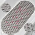 thumbnail image 2 of Semfri Bath Tub Shower Mat Non Slip Shower Floor Mats for Bathroom Bath Tub Washable with Drain Holes and Suction Cups 16 x35 inch Clear Gray, 2 of 5