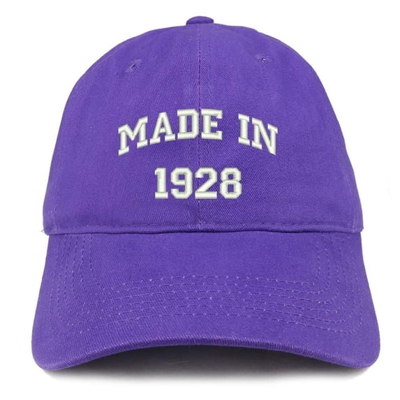 Trendy Apparel Shop Made in 1928 Text Embroidered 90th Birthday Brushed Cotton Cap