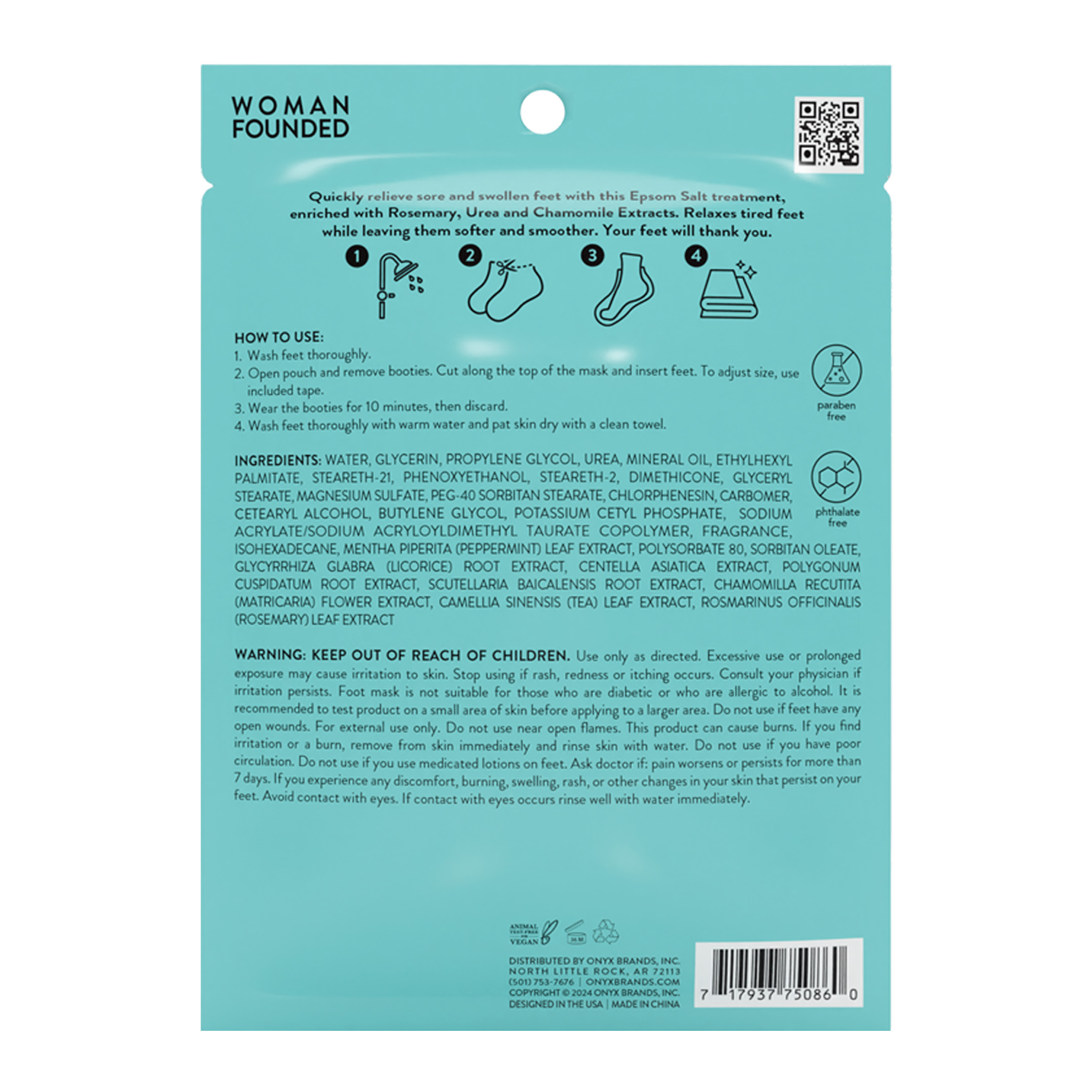 (2 pack) Onyx Professional Foot Rescue Anti-Swelling Epsom Salt Foot Mask, One Size, 1.35 oz,