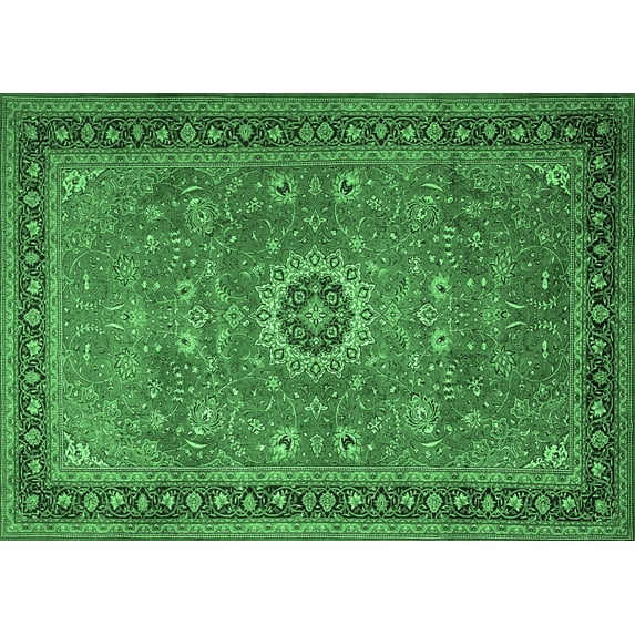 Ahgly Company Indoor Rectangle Persian Emerald Green Traditional Area Rugs, 5' x 8'