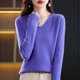 thumbnail image 1 of Suéter de punto de primavera para mujer, suéter de cuello bajo, suéter de lana con base de cuello en V para mujer, suéter coreano, 1 of 6