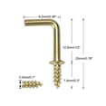 thumbnail image 2 of 30pcs Cup Hooks Screw-in Wall 1/2 Inch Brass Plating Thread Square Hooks Great for Indoor Outdoor Hanger Gold Tone, 2 of 7