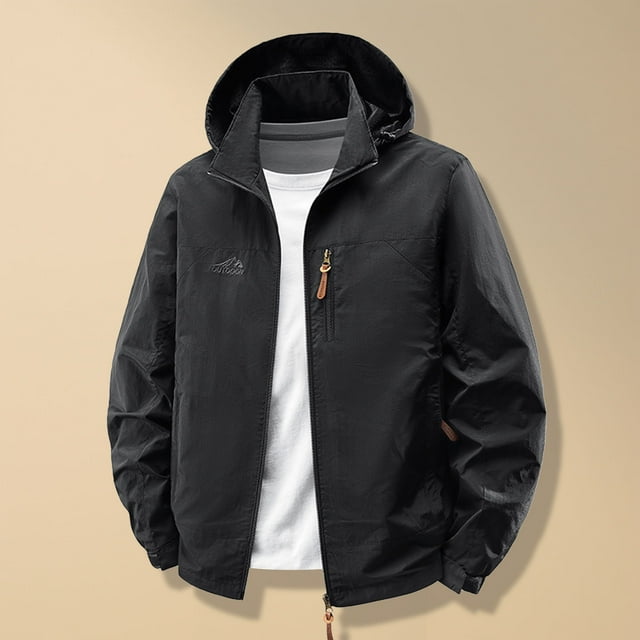 Yusimy Veste à Capuche Zippée Couleur Unie pour Hommes Manches Longues Décontractée Mode Urbaine Urbain