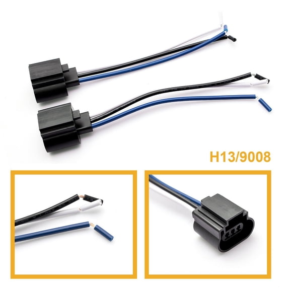 Xotic Tech 2x H13 9008 Female Socket Wiring Harness Pigtail Adapter for LED Headlight Bulb