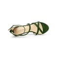 thumbnail image 4 of BLISSFUL STEP Women's Shoes Strappy Stiletto Heels Platform Ankle Strap Open Toe Faux Suede Sandals Green 10, 4 of 8
