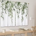 thumbnail image 3 of Olive Green Eucalyptus Leaves Kitchen Curtains Botanical Floral Plant Small Short Cafe Window Curtains Flower Herb Bathroom Window Drapes Treatment Tier Curtains 2 Panels (27.5x39 Inch), 3 of 6