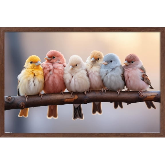 Reinders: Animals - Pastel Birds Wall Poster, 22.375" x 34" Framed