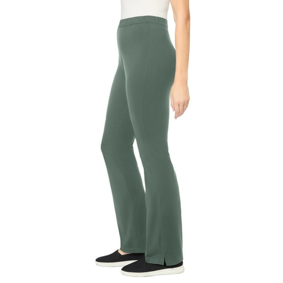 Woman Within Plus Size Stretch-Cotton Knit Pull-On Bootcut Leggings