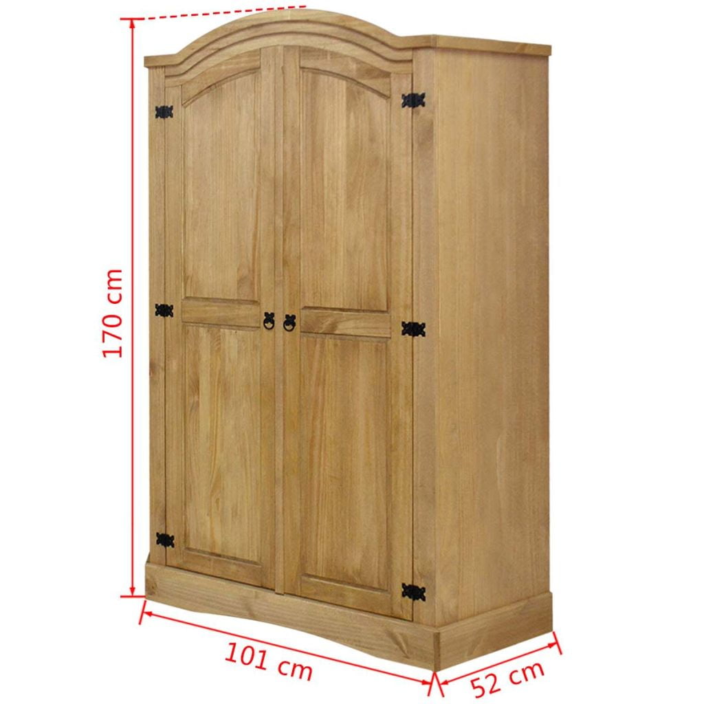 Kepooman Modern Pinewood Closet Wardrobe with 2 Door for Bedroom, 39.8" x 20.5" x 66.9", Brown Kepooman Modern Pinewood Closet Wardrobe with 2 Door for Bedroom, 39.8" x 20.5" x 66.9", Brown