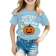 thumbnail image 3 of Tiijoy Big Girls Halloween Pumpkin Graphic Tee Short Sleeve Crew Neck T-Shirt, Sizes 7-8, 3 of 3