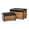 thumbnail image 1 of Baxton Studio Marelli Rustique Brun Foncé Similicuir Rembourré Ensemble de 2 Poufs de Rangement en Bois 2 Pcs, 1 of 5