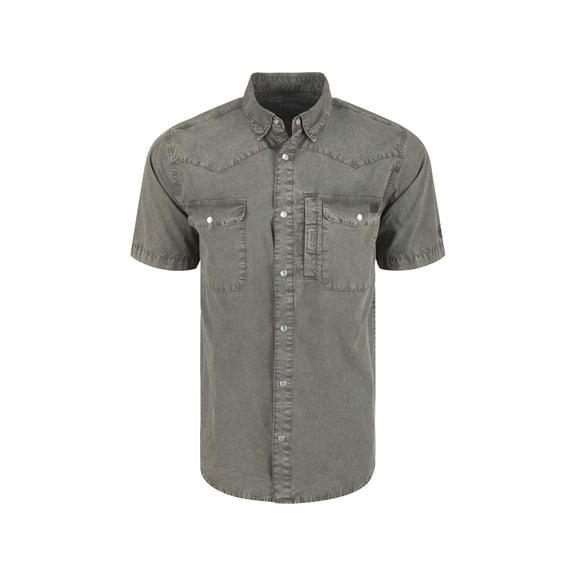 Drake Men's Cinco Ranch Acid Wash Shirt Gray Castlerock Medium