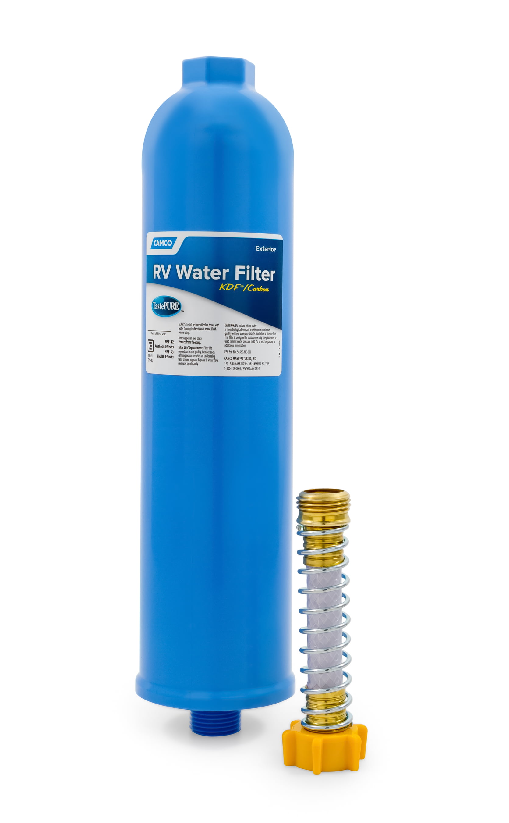 Camco 40045 TastePURE Inline RV Water Filter 4 Filters in Total Odors Chlorine and Sediment in Drinking Water Greatly Reduces Bad Taste