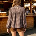 thumbnail image 5 of vigerkar Women's Puff Long Sleeve Flowy Gingham Tops | Neck Blouses,Going Out Tops,Bussiness Casual,Dressy,Plaid Shirts,2026 tops (Coffee, S), 5 of 5
