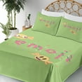 thumbnail image 3 of Ambesonne Emoji Fitted & Top Sheet Set with Shams, Modern Pastel Fun Sprinkle, Pistachio Green Mustard, 3 of 5