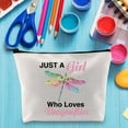 thumbnail image 2 of LEVLO Funny Dragonfly Cosmetic Make up Bag Animal Lover Gift Just A Girl Who Loves Dragonflies Makeup Zipper Pouch Bag Dragonflies Lover Gift For Women Girls, 2 of 6