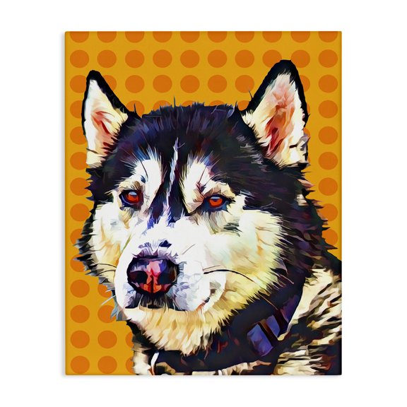 Stupell Industries Eclectic Husky Dog Orange Pop Art Canvas Art, 16 x 20, by Kim Curinga