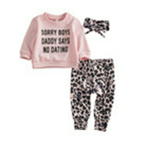 

Binwwede Toddler Autumn Outfits Letter Printed Sweatshirt + Leopard Pants + Hairband MHXX
