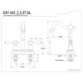 thumbnail image 5 of Kingston Brass KB1491TAL Tudor Two-Handle 2-Hole Deck Mount Bar Faucet in Polished Chrome, 5 of 8