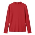 thumbnail image 2 of Ticikt Girls Lettuce Trim Neck Long Sleeve Shirts Ribbed Knit Slim Fit Base Layer Tops Tees, 2 of 4
