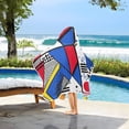 thumbnail image 3 of Yayeee Kids Hooded Towels Toddler Soft Absorbent Beach Bathing Wrap 50" x 23.5", Yelllow Simple Shapes, 3 of 5